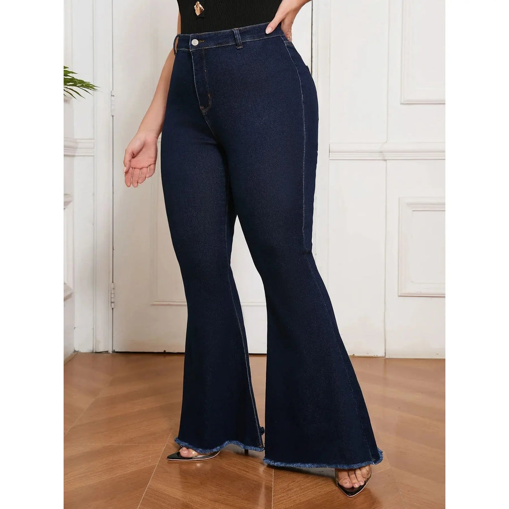 Curvy Fit High Waisted Flared Jeans Dropshipman