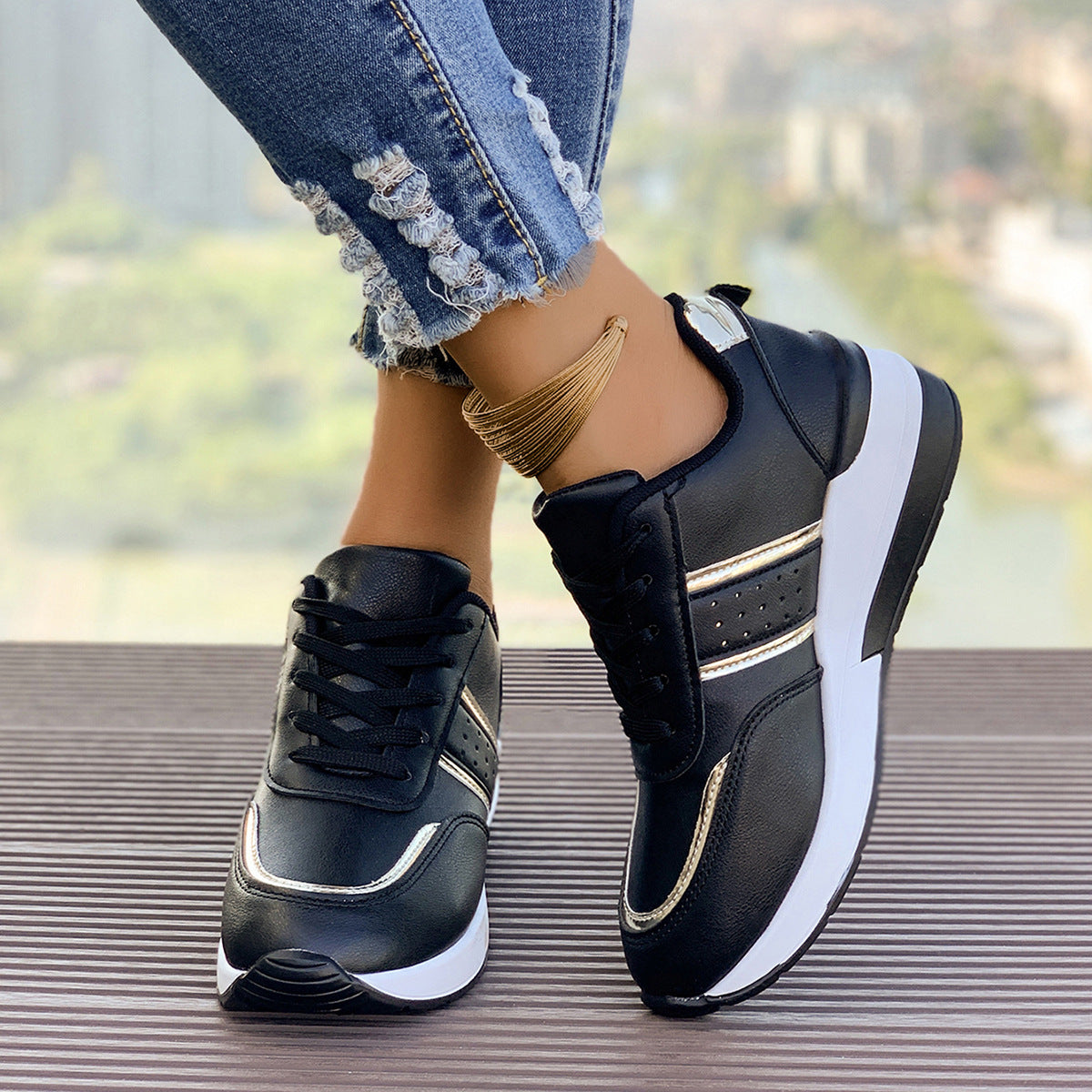 Womens Chunky-Soled Casual Fashion Sneakers Dropshipman