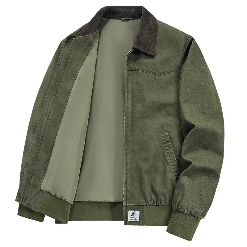 Spring And Autumn Washed Denim Work Jacket With Lapel For Young Men Dropshipman