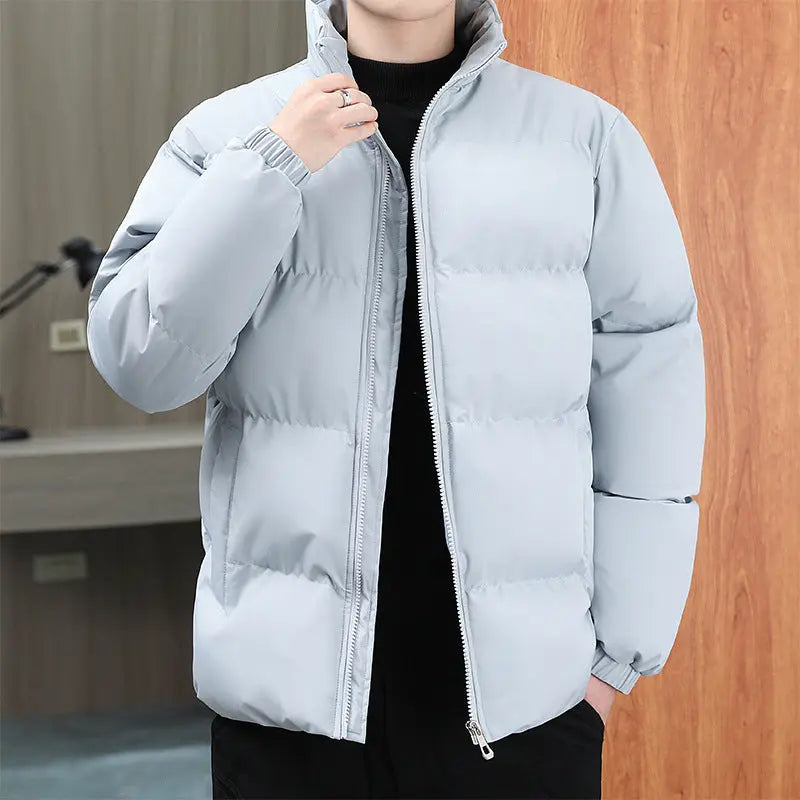 Winter Stand-Collar Cotton Coat for Men, Casual Warm Plus Velvet-Lined Thickened Solid Color Jacket, Couple’s Winter Outerwear Dropshipman