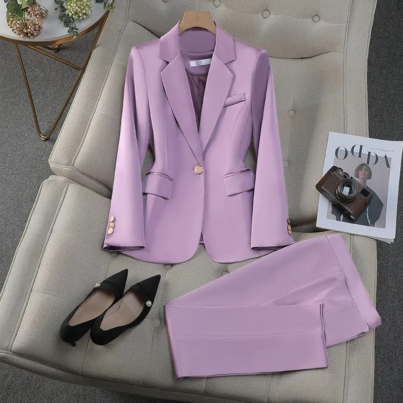Acetate Satin Purple Suit – Professional Women’s Set | Autumn/Winter Dropshipman