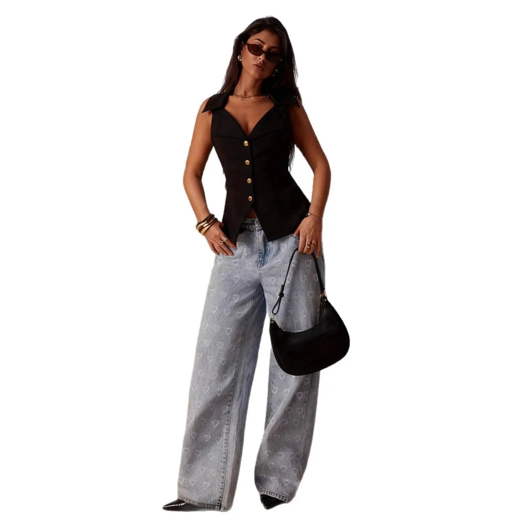 Womens Blue Straight Jeans Dropshipman