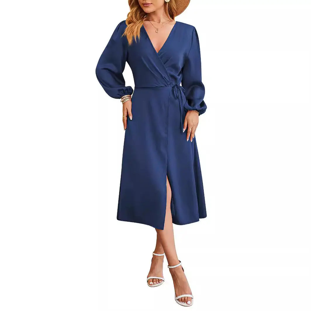 V-neck Skirt With A Slitsexy Dress Dropshipman