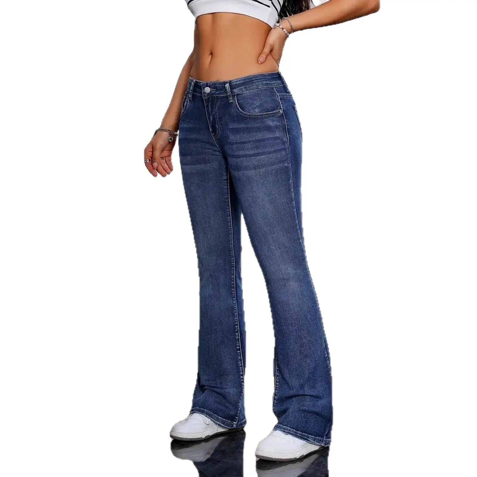 Womens Stretchy Flared Denim Jeans Dropshipman