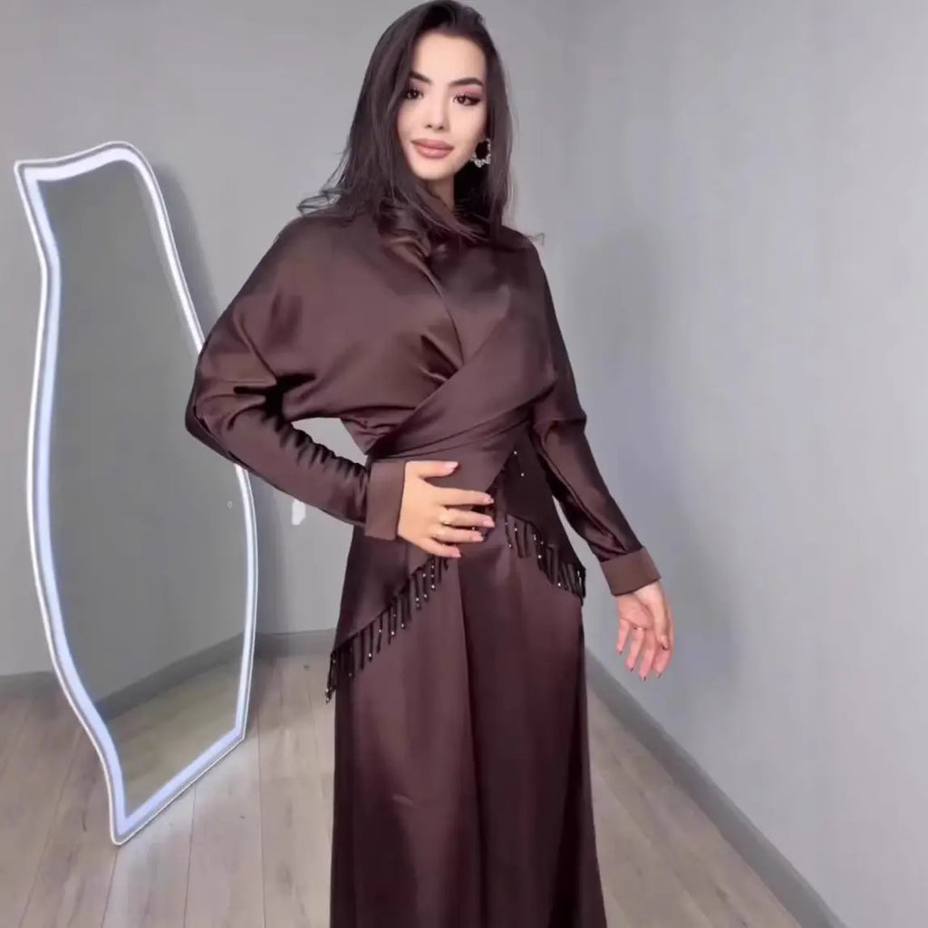 Silky Long-sleeved Elegant And Sophisticated Dress Dropshipman