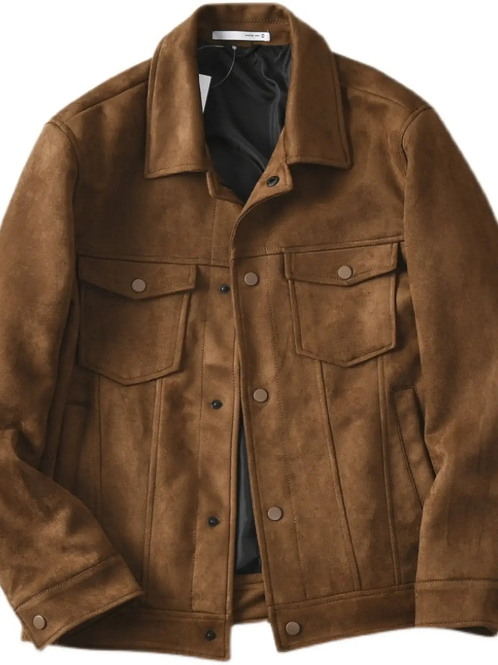 Retro American-Style Casual Work Jacket with Suede-Like Fabric and Lapel Collar Dropshipman