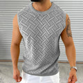 SpringSummer Knitted Mens Crew-Neck Sleeveless Hollow-Out Top Dropshipman