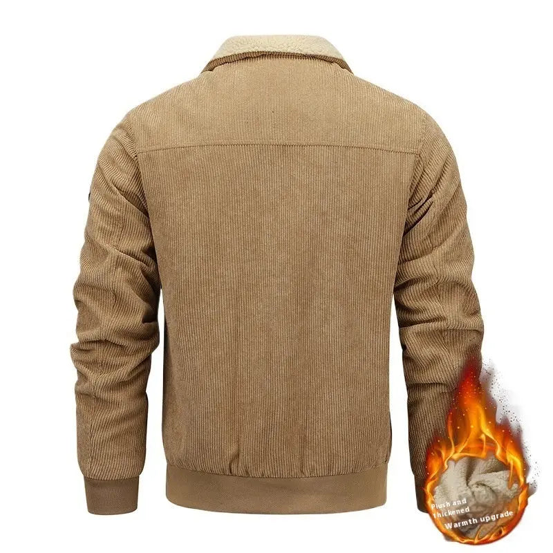 Winter Lapel Fleece Jacket With Pockets Warm Thicken Cotton Coat Men's Clothing Dropshipman