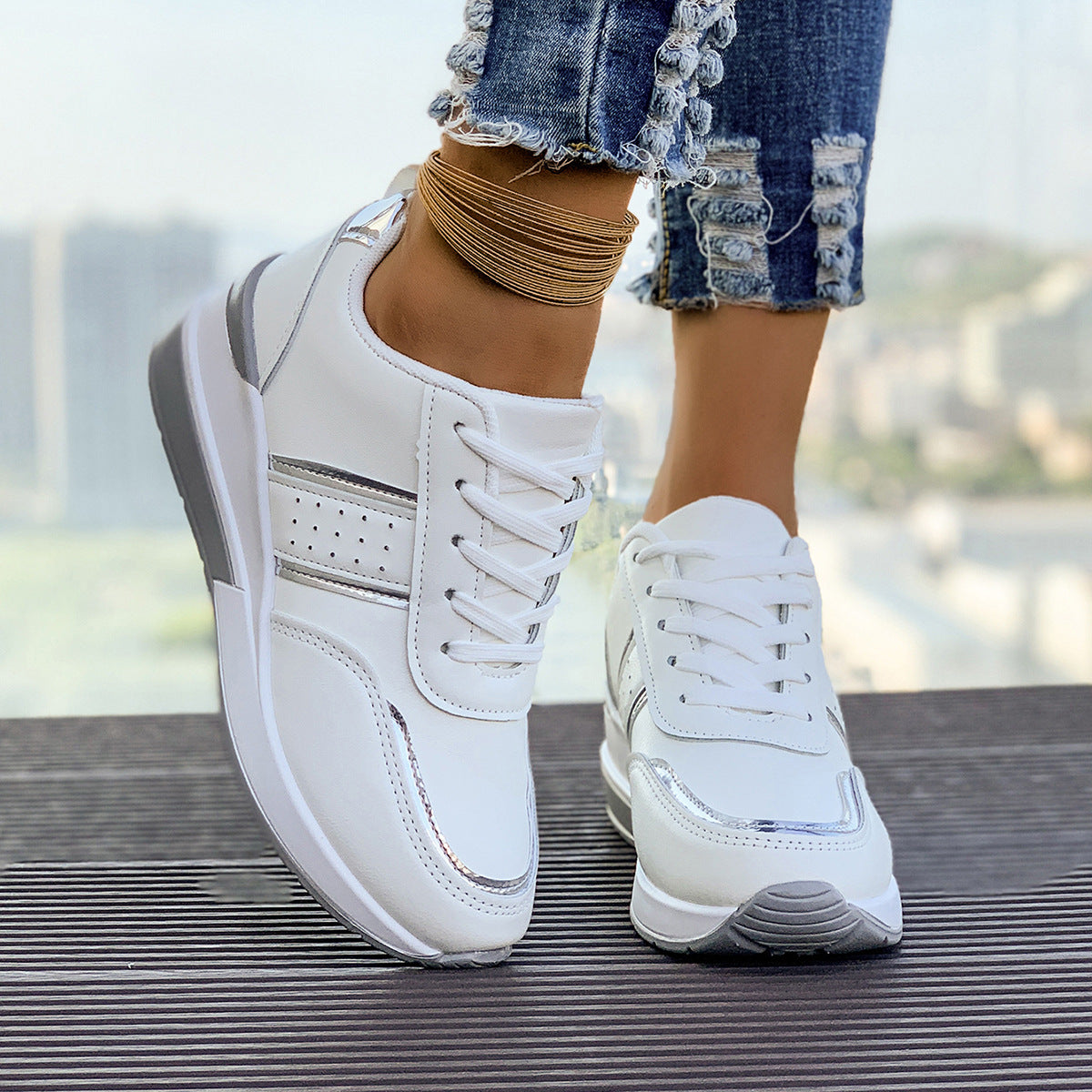 Womens Chunky-Soled Casual Fashion Sneakers Dropshipman