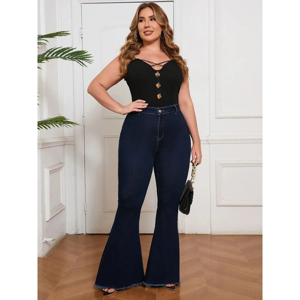 Curvy Fit High Waisted Flared Jeans Dropshipman