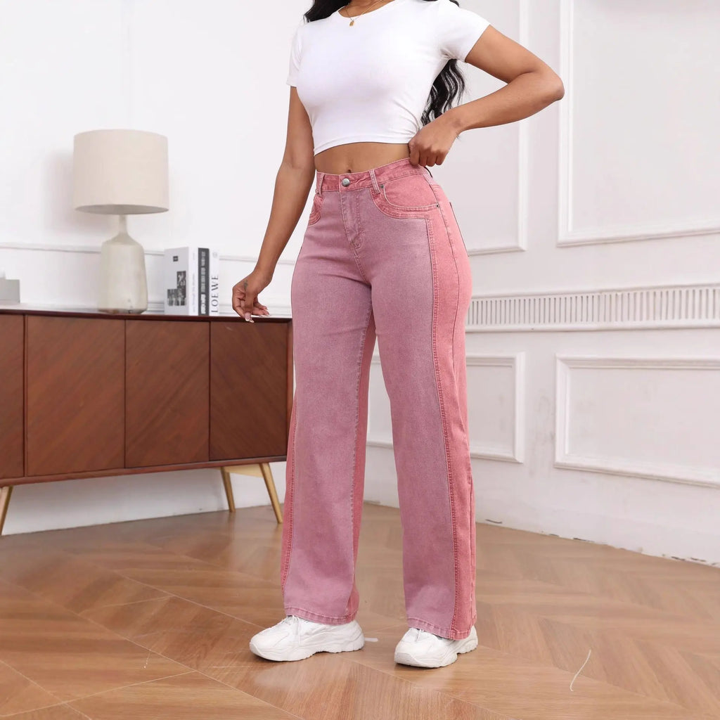 Womens Slim-Fit Wide-Leg Stretch Denim Pants Dropshipman