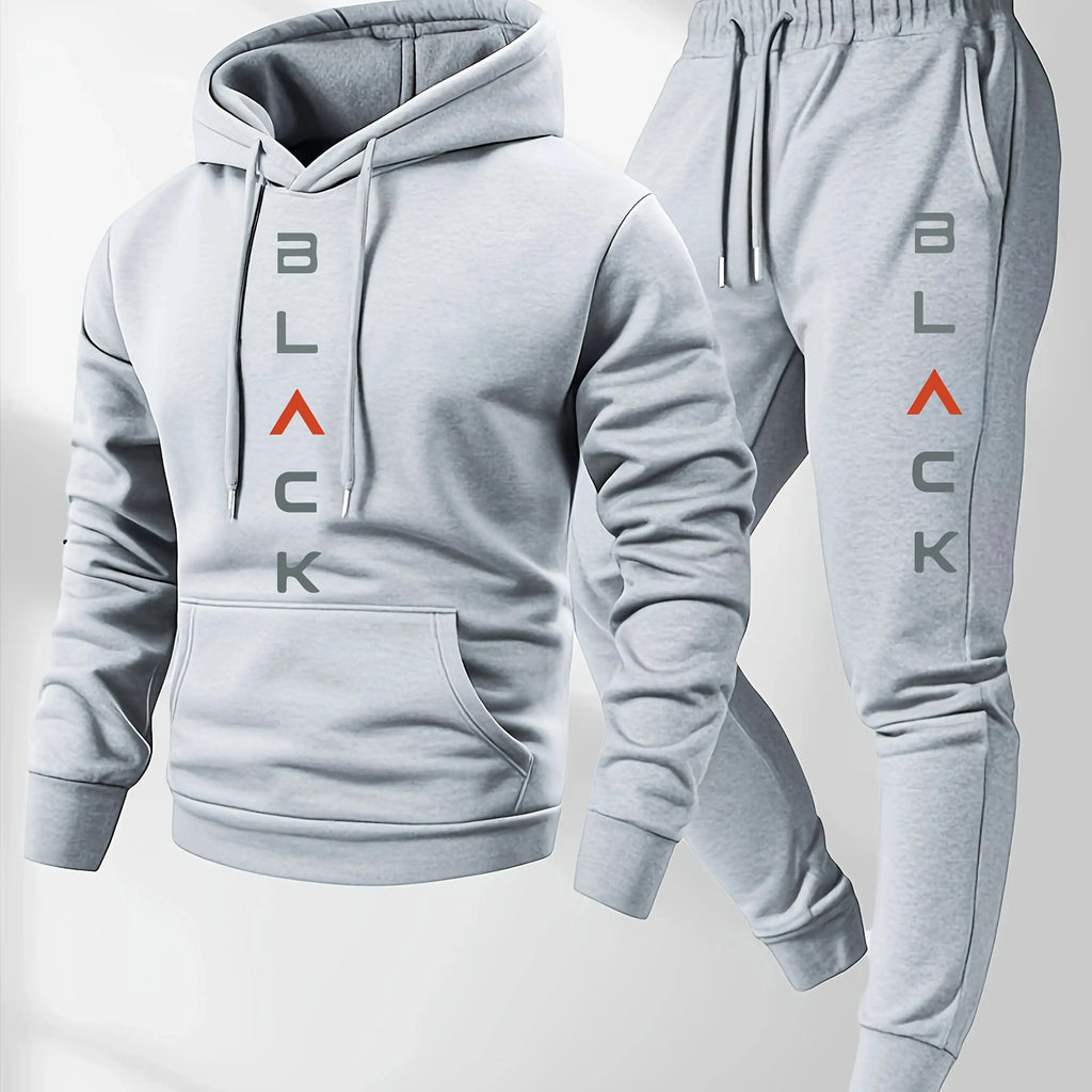 Mens soft comfortable Boston print hooded sweatshirt sweatpants set eco-friendly Assist Life