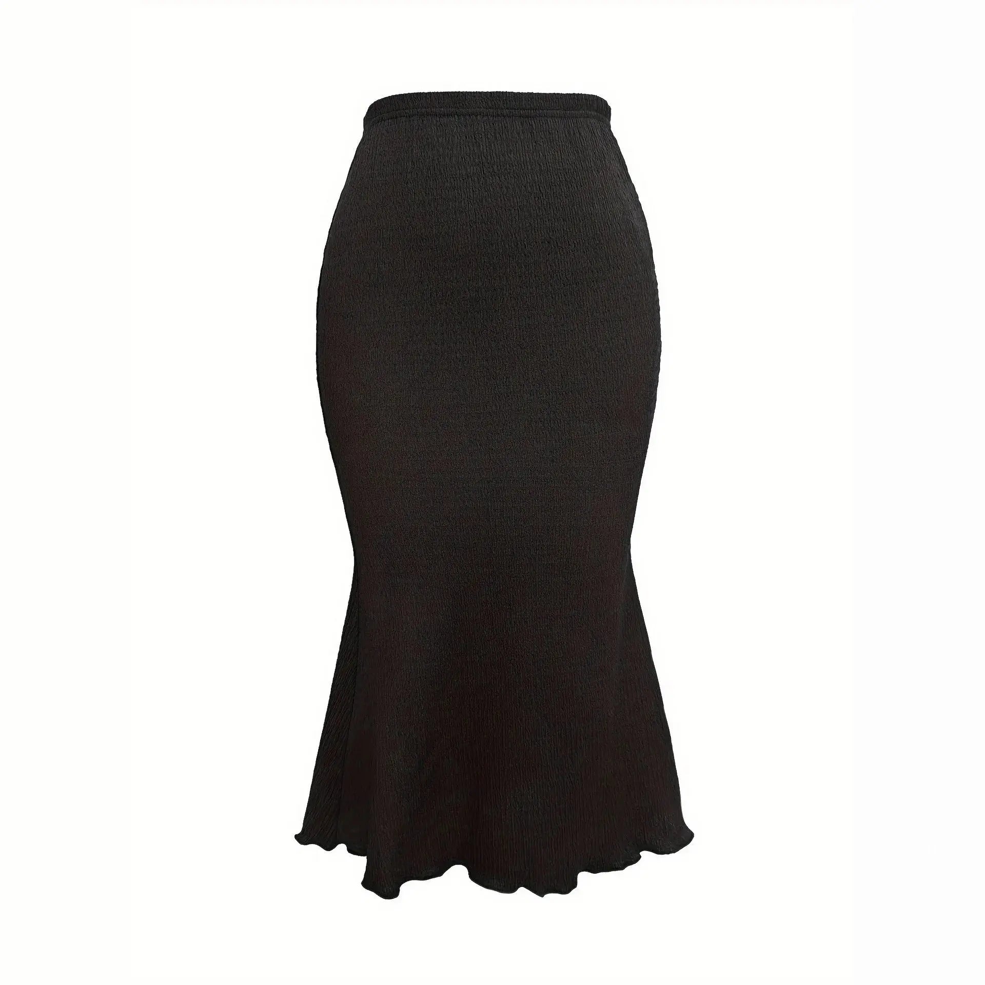 Women Black Smocked Midi Skirt Assist Life