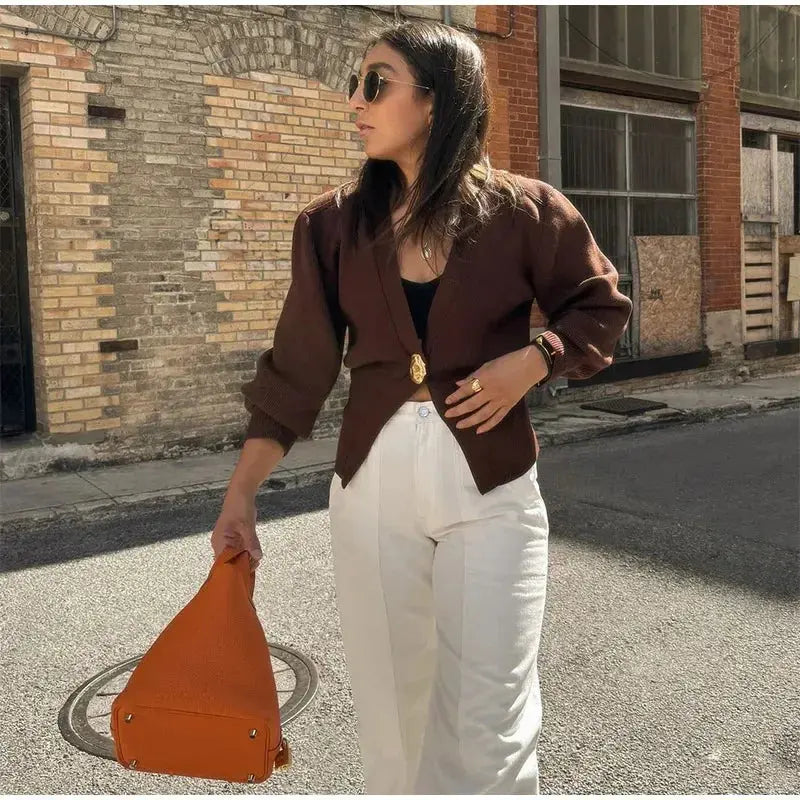 Women's Fashion Button Knitted Cardigan Vintage V Neck Assist Life