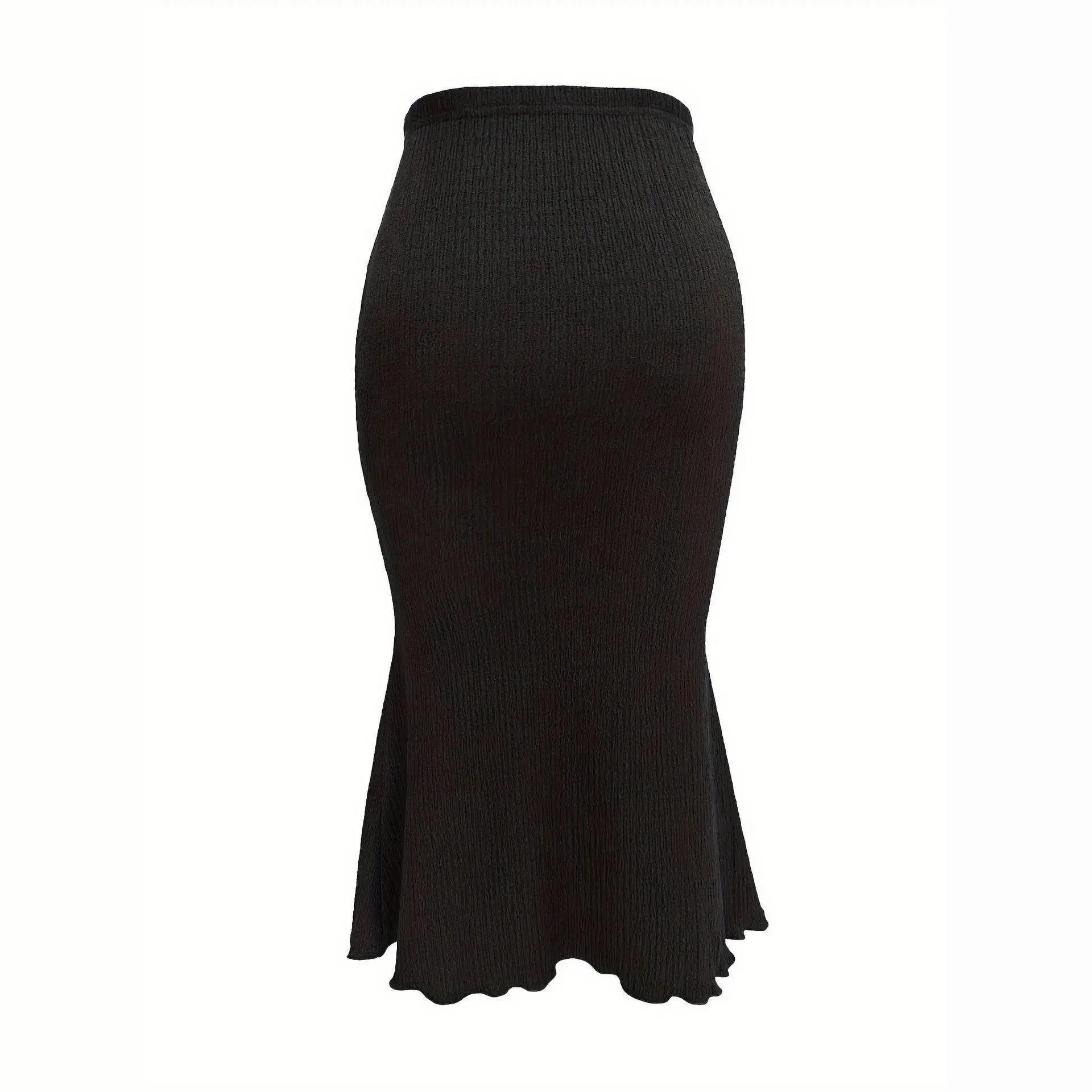 Women Black Smocked Midi Skirt Assist Life