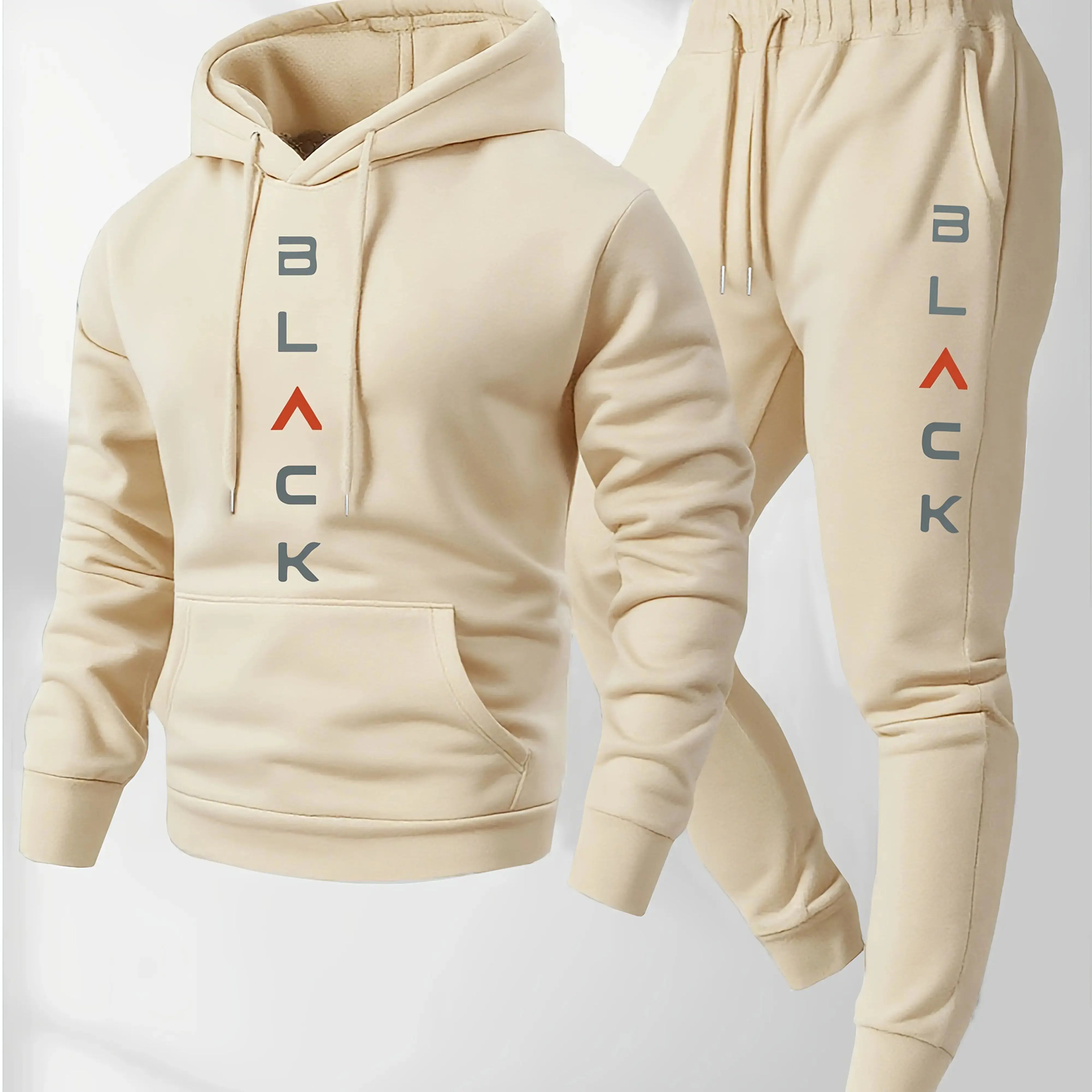 Mens soft comfortable Boston print hooded sweatshirt sweatpants set eco-friendly Assist Life