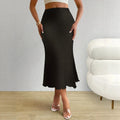Women Black Smocked Midi Skirt Assist Life