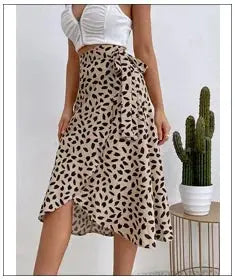 Boho Women Casual Print Tie Side Wrap Skir Dropshipman