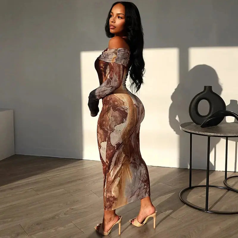 Printing Sexy Dress For Women Long Sleeve Y2k Clothes Assist Life