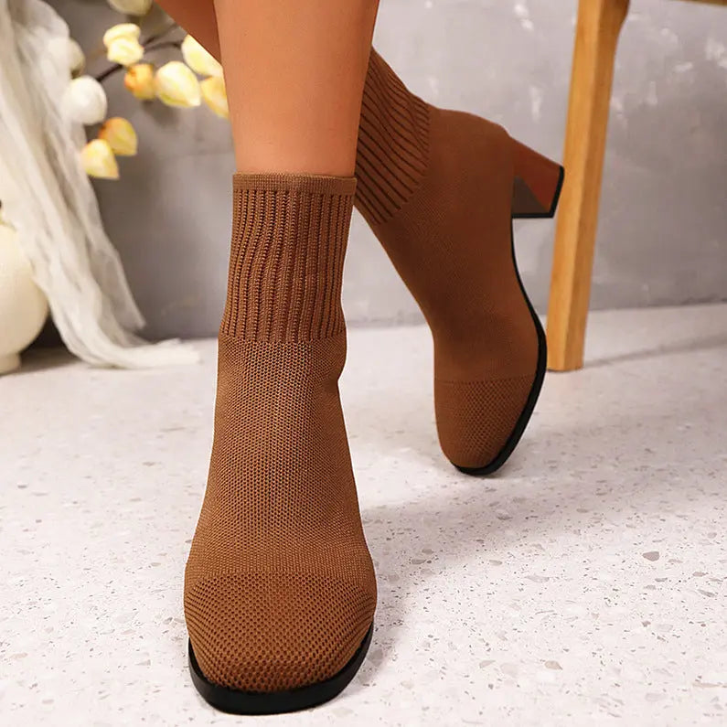 Womens Knitted Ankle Sock Boots For Autumn Dropshipman