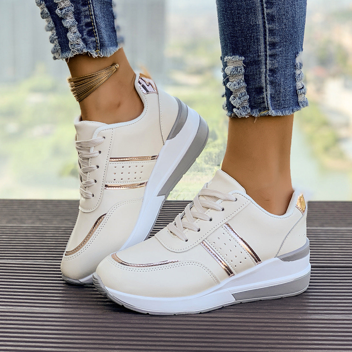 Womens Chunky-Soled Casual Fashion Sneakers Dropshipman