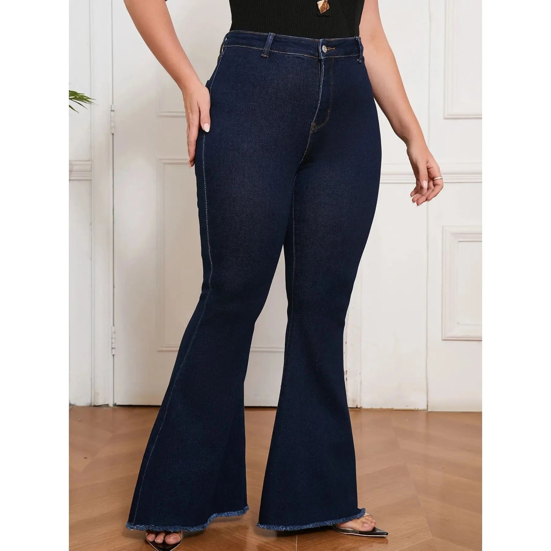 Curvy Fit High Waisted Flared Jeans Dropshipman