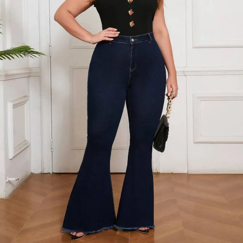 Curvy Fit High Waisted Flared Jeans Dropshipman
