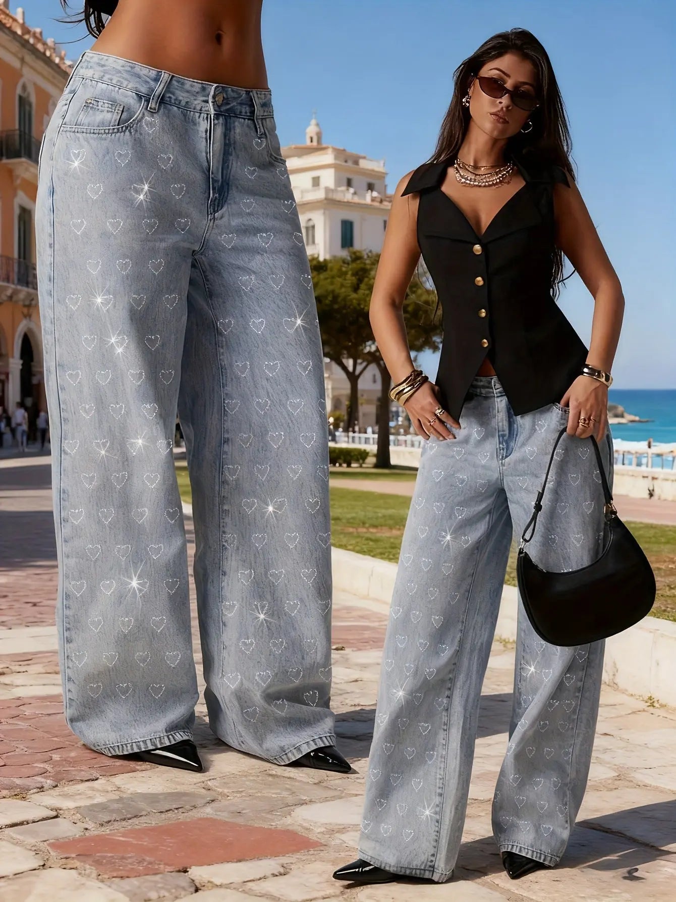 Womens Blue Straight Jeans Dropshipman