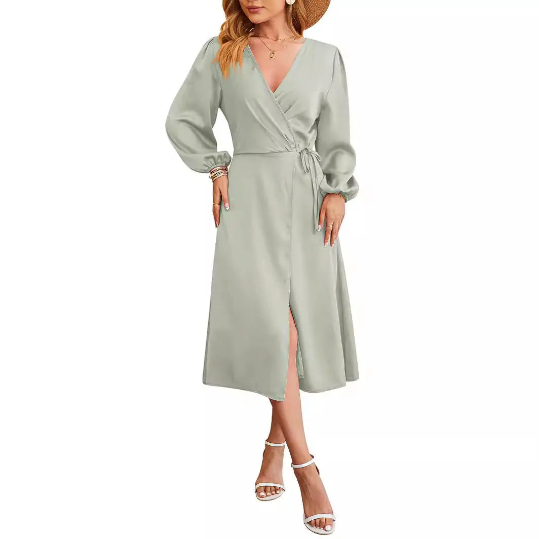 V-neck Skirt With A Slitsexy Dress Dropshipman