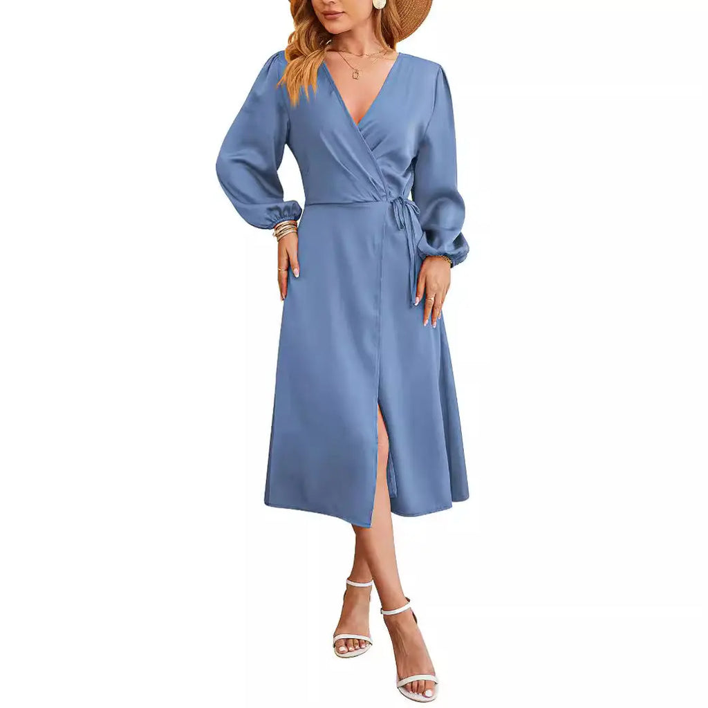 V-neck Skirt With A Slitsexy Dress Dropshipman