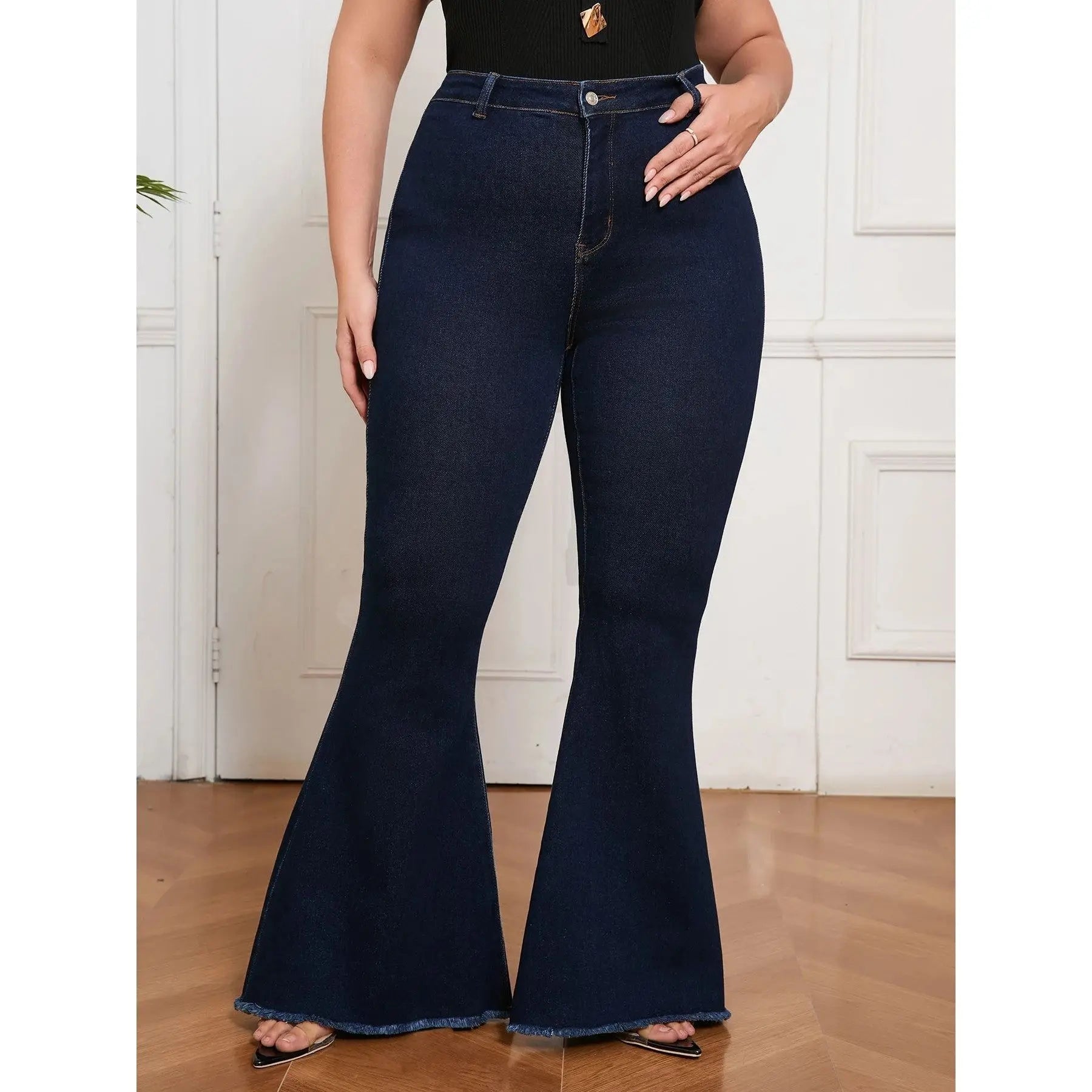 Curvy Fit High Waisted Flared Jeans Dropshipman