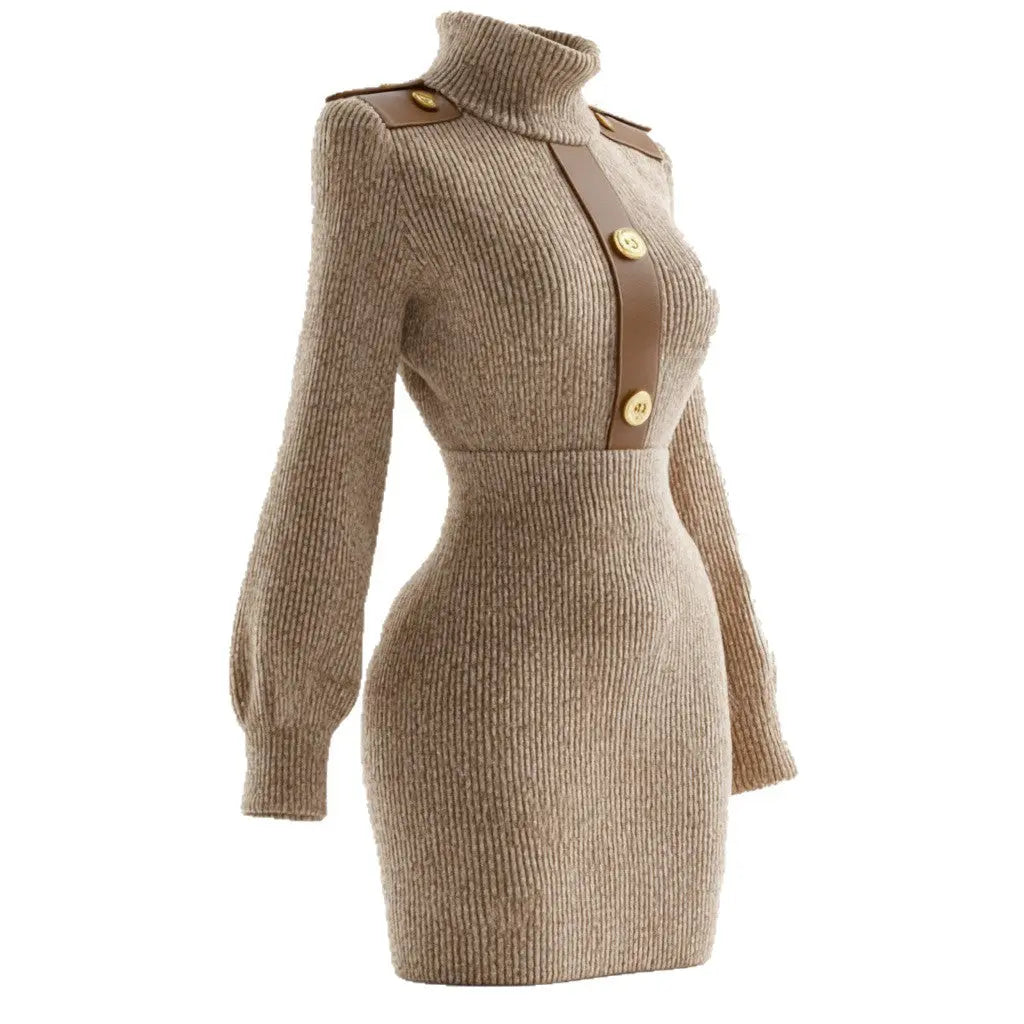 Women's Turtleneck Long-sleeve Knit Dress Dropshipman
